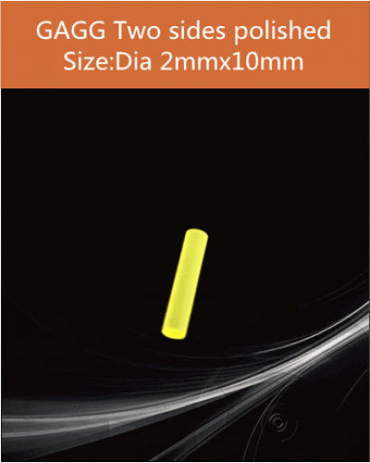 GAGG Ce scintillation crystal, GAGG Ce crystal, GAGG scintillator, Ce:Gd3Al2Ga3O12 crystal, Dia 2x10mm